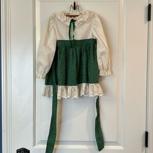 Winnie the Pooh, vintage Swiss floral, green and red white with ruffles dress 4T